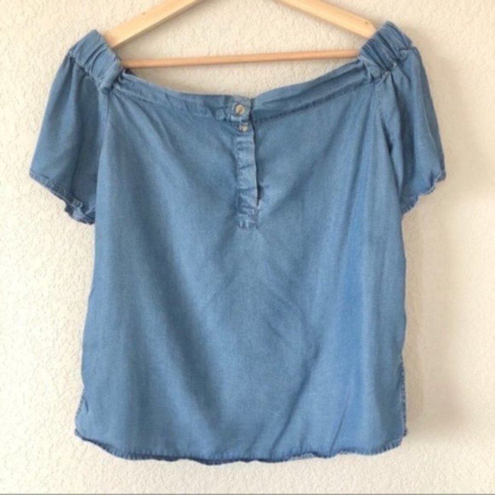 Thread & Supply Blue Chambray Button Back Off Sho… - image 2